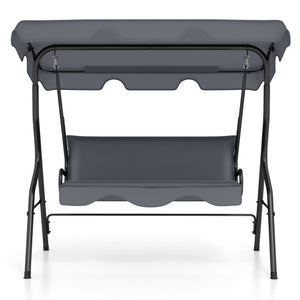 3-Seat Outdoor Patio Canopy Swing with Cushioned Steel Frame-Gray