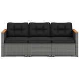 3-Seat Patio Couch Sofa PE Rattan Loveseat Furniture Set with Deep Seating and Cushion-Mix Grey