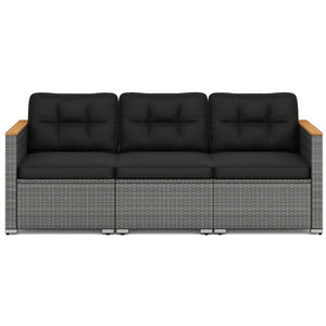 3-Seat Patio Couch Sofa PE Rattan Loveseat Furniture Set with Deep Seating and Cushion-Mix Grey