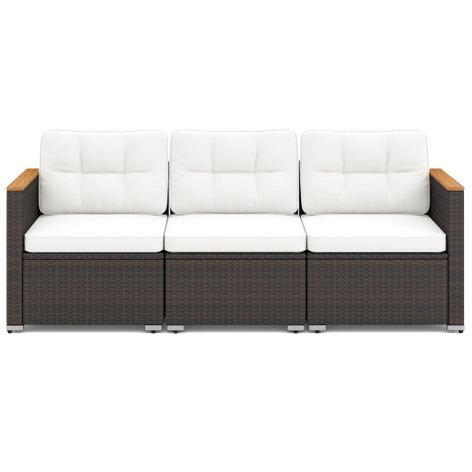 3-Seat Patio Couch Sofa with Deep Seating and Cushion-White