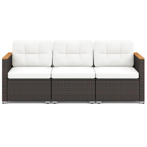 3-Seat Patio Couch Sofa with Deep Seating and Cushion-White