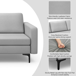 3-Seat Sectional Sofa Couch with Armrest Magazine Pocket and Metal Leg-Light Gray