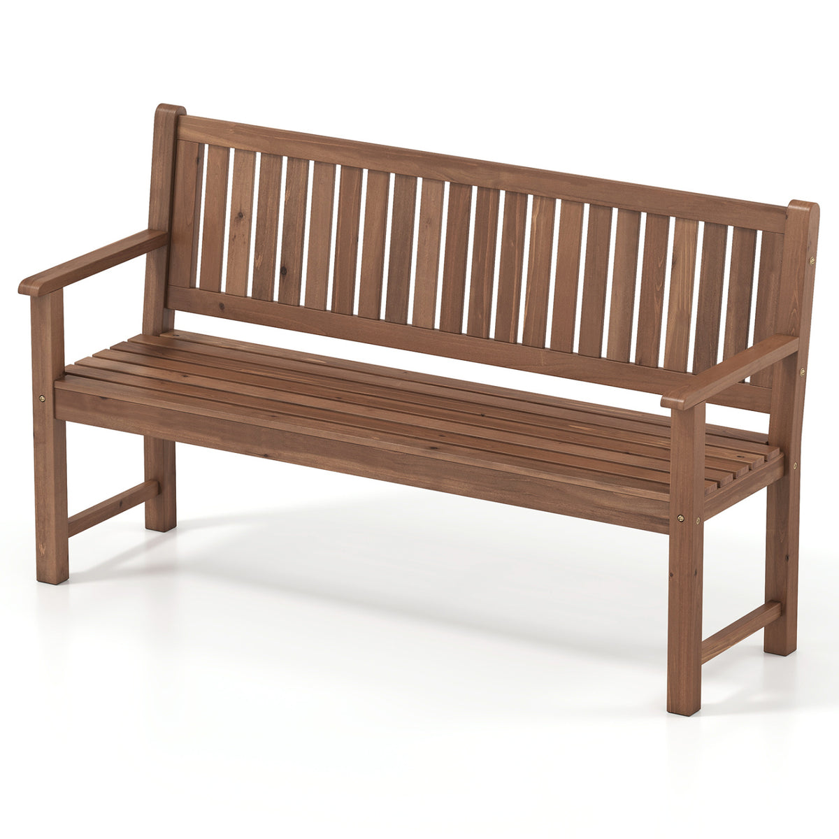 3-Seater Outdoor Wooden Bench 59 inch Large Garden Bench with Backrest-Brown