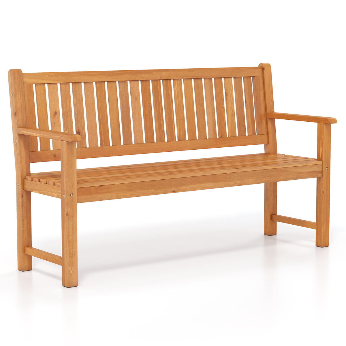 3-Seater Outdoor Wooden Bench 59 inch Large Garden Bench with Backrest-Yellow