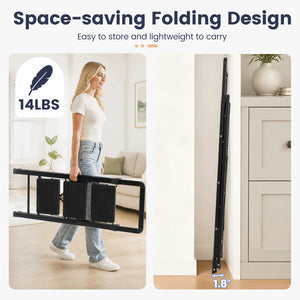 3 Step Black Folding Step Stool with Wide Anti-slip Pedals