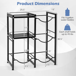 3-Tier 5 Gallon Water Jug Holder with Shelves-Black