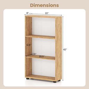 3-Tier Bookcase 42 inch Tall Book Shelf with Anti-Tipping Kit-Brown