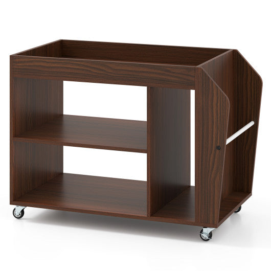 3-Tier Side End Table with Universal Wheels-Walnut