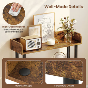 3-Tier Bookshelf with Anti-Tipping Kit and Industrial Storage Unit for Living Room-Rustic Brown