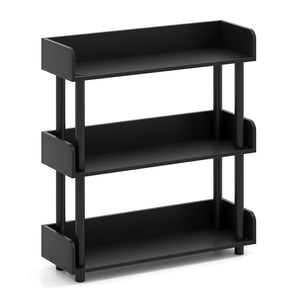 3-Tier Bookshelf with Anti-Tipping Kit and Industrial Storage Unit for Living Room-Black
