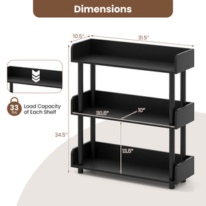 3-Tier Bookshelf with Anti-Tipping Kit and Industrial Storage Unit for Living Room-Black