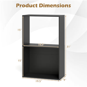 3-Tier Bookshelf with Open Storage Compartment and Freestanding Display Shelf-Black