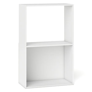 3-Tier Bookshelf with Open Storage Compartment and Freestanding Display Shelf-White