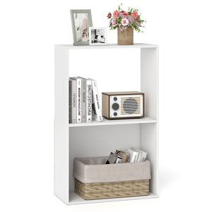 3-Tier Bookshelf with Open Storage Compartment and Freestanding Display Shelf-White