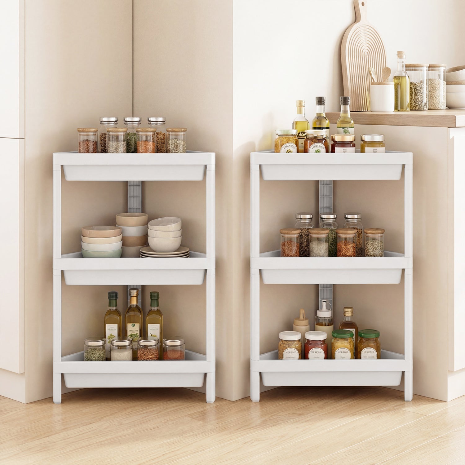 3-Tier Corner Shower Caddy 2-Pack with Detachable Design-White
