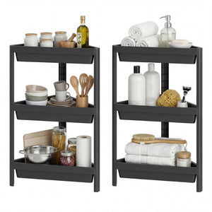 3-Tier Corner Shower Caddy 2-Pack with Detachable Design-Black