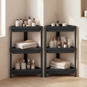 3-Tier Corner Shower Caddy 2-Pack with Detachable Design-Black