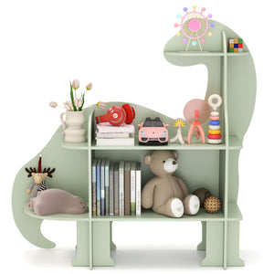 3-Tier Dinosaur Kids Bookshelf for Children-Green