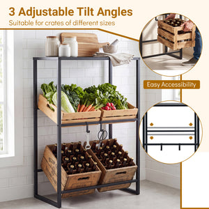3-Tier Drink Crate Rack with Shelf for Beer and Water for Kitchen and Garage-Black