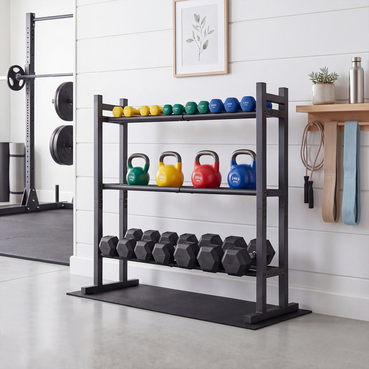 3-Tier Dumbbell Rack 529LB Capacity Heavy-Duty Adjustable Weight Rack Stand-Black
