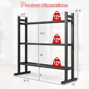 3-Tier Dumbbell Rack 529LB Capacity Heavy-Duty Adjustable Weight Rack Stand-Black