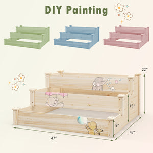 3 Tier Elevated Wooden Vegetable Garden Bed