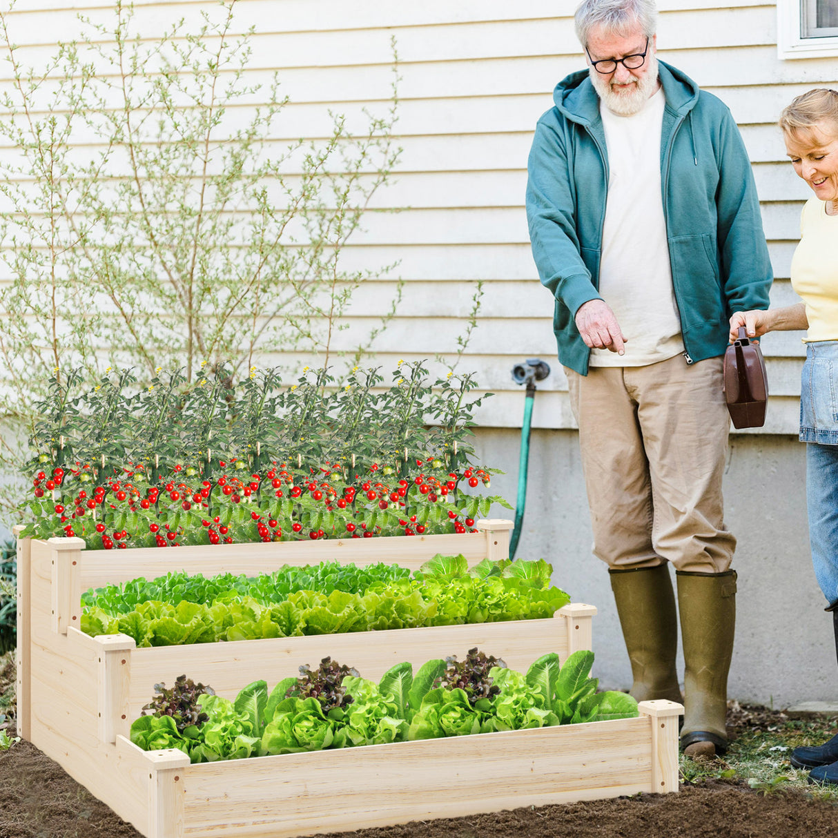 3 Tier Elevated Wooden Vegetable Garden Bed