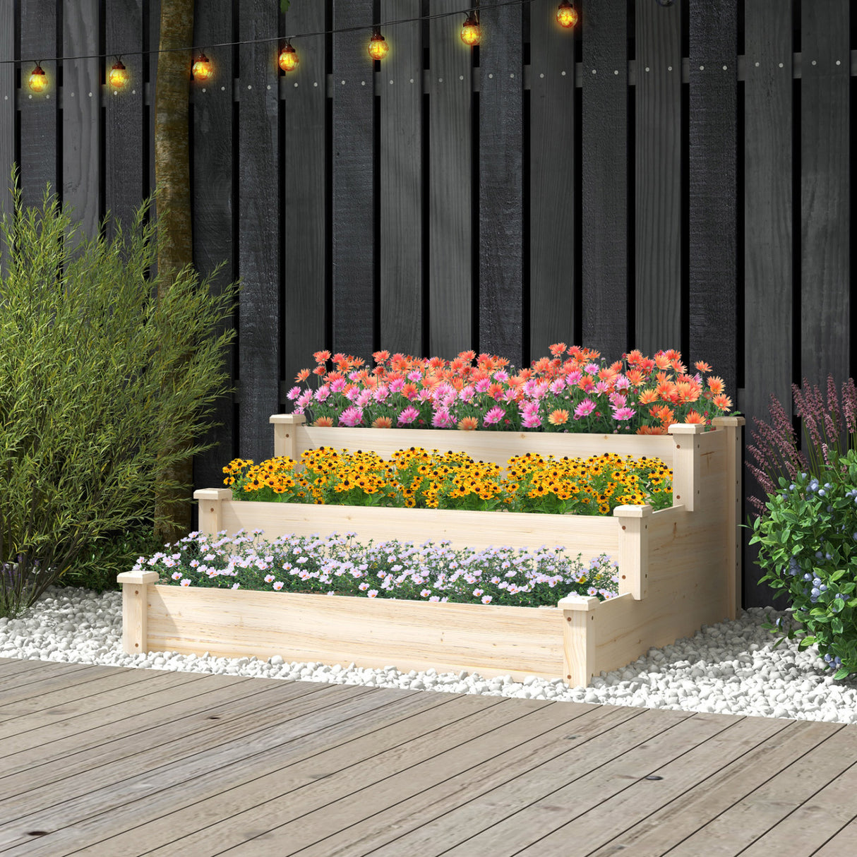 3 Tier Elevated Wooden Vegetable Garden Bed