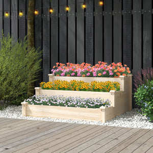 3 Tier Elevated Wooden Vegetable Garden Bed