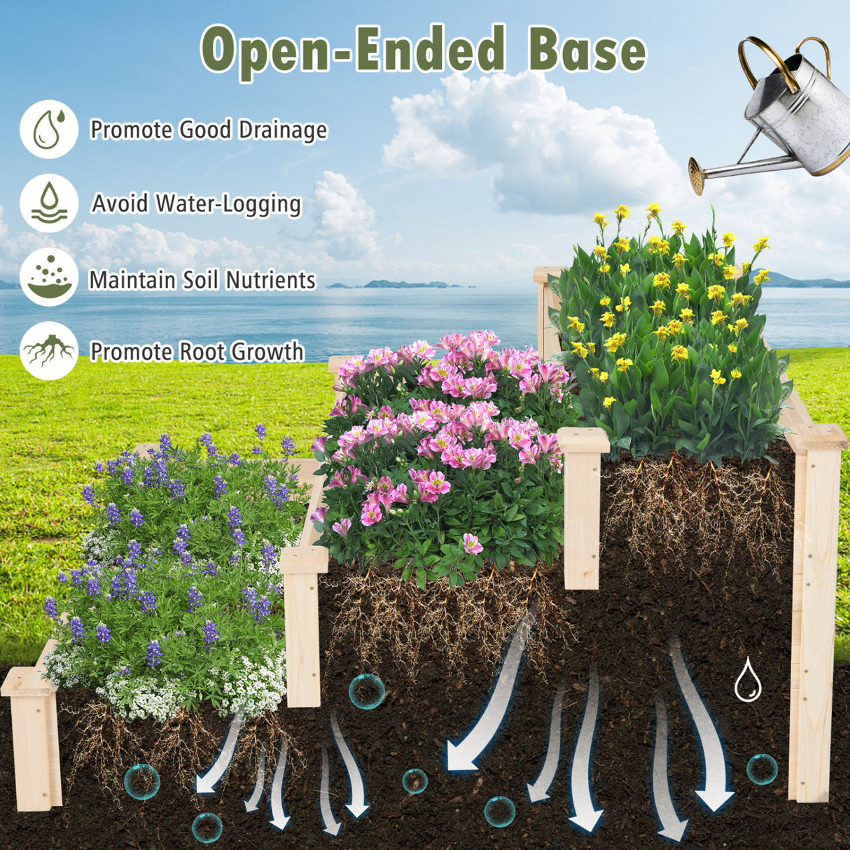 3 Tier Elevated Wooden Vegetable Garden Bed