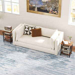 3-Tier End Table Set of 2 Side Table with Storage Shelves Metal Frame-Rustic Brown