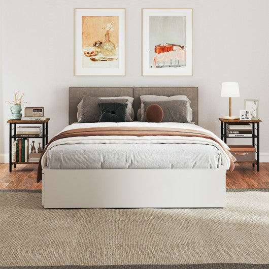 Full Size Montessori Floor Bed with Bookcase-White