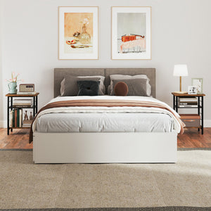 Full Size Montessori Floor Bed with Bookcase-White