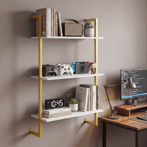 3-Tier Floating Modern Kitchen Shelf for Living Room Home Office and Bathroom-White
