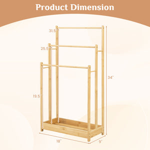 3 Tier Free Standing Bamboo Towel Rack with Storage Shelf-Natural