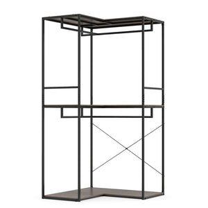 3-Tier Heavy Duty Clothes Rack with 3 Shelves & 2 Hanging Racks-Black & Brown