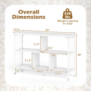 3-Tier Horizontal Cubby Bookshelf with Open Shelves-White