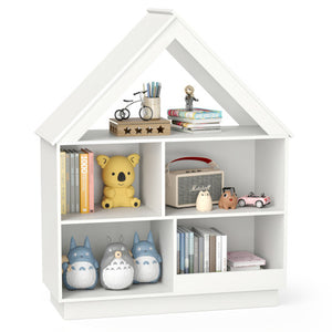 3-Tier House-Shaped Toy Storage Organizer with Open Shelves-White
