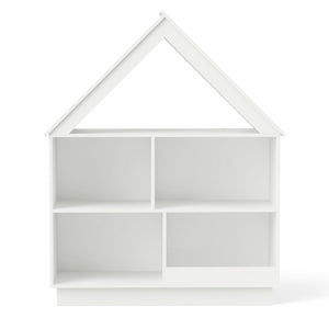 3-Tier House-Shaped Toy Storage Organizer with Open Shelves-White