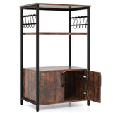 3-Tier Kitchen Baker €™s Rack with Cabinet and 2 Open Shelves-Brown
