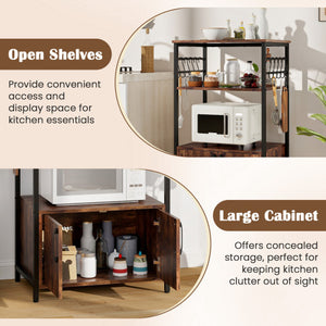 3-Tier Kitchen Baker €™s Rack with Cabinet and 2 Open Shelves-Brown