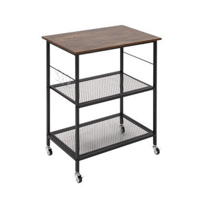3-Tier Kitchen Utility  Industrial Cart with Storage-Brown