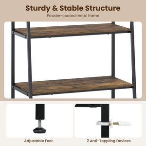 3-Tier Ladder Shelf and Corner Shelf Set with Metal Frame-Rusticbrown