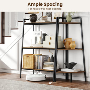 3-Tier Ladder Shelf and Corner Shelf Set with Metal Frame-Rusticbrown