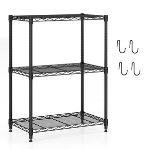 3-Tier Metal Storage Shelving Unit with V-Shaped Wire Rack and  450 LBS Capacity-Black