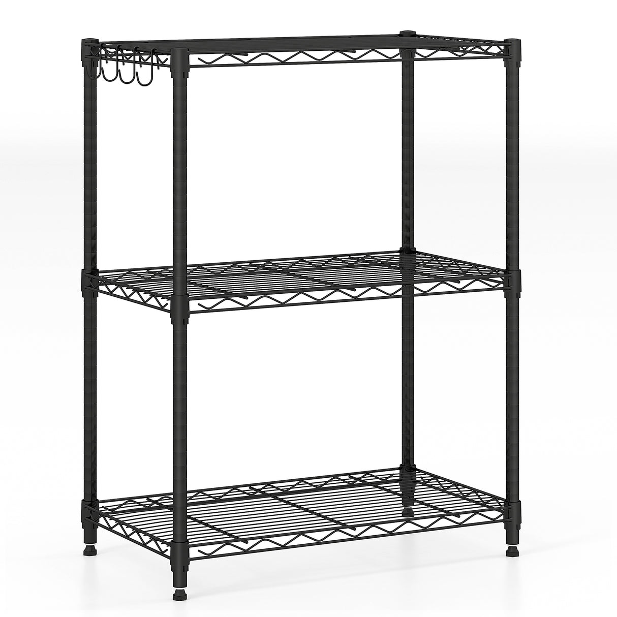 3-Tier Metal Storage Shelving Unit with V-Shaped Wire Rack and  450 LBS Capacity-Black