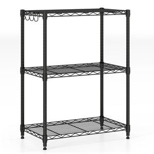3-Tier Metal Storage Shelving Unit with V-Shaped Wire Rack and  450 LBS Capacity-Black