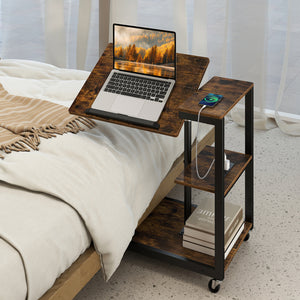 3-Tier Mobile Couch Side Table with Tiltable Tabletop-2 Piece