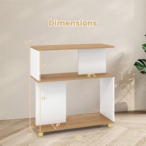 3-Tier Modern S-shaped Bookshelf with Adjustable Feet-White