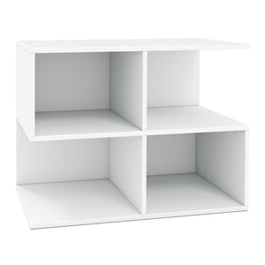 3-Tier Modern S-shaped  End Table  with 4 Storage Cubes-White